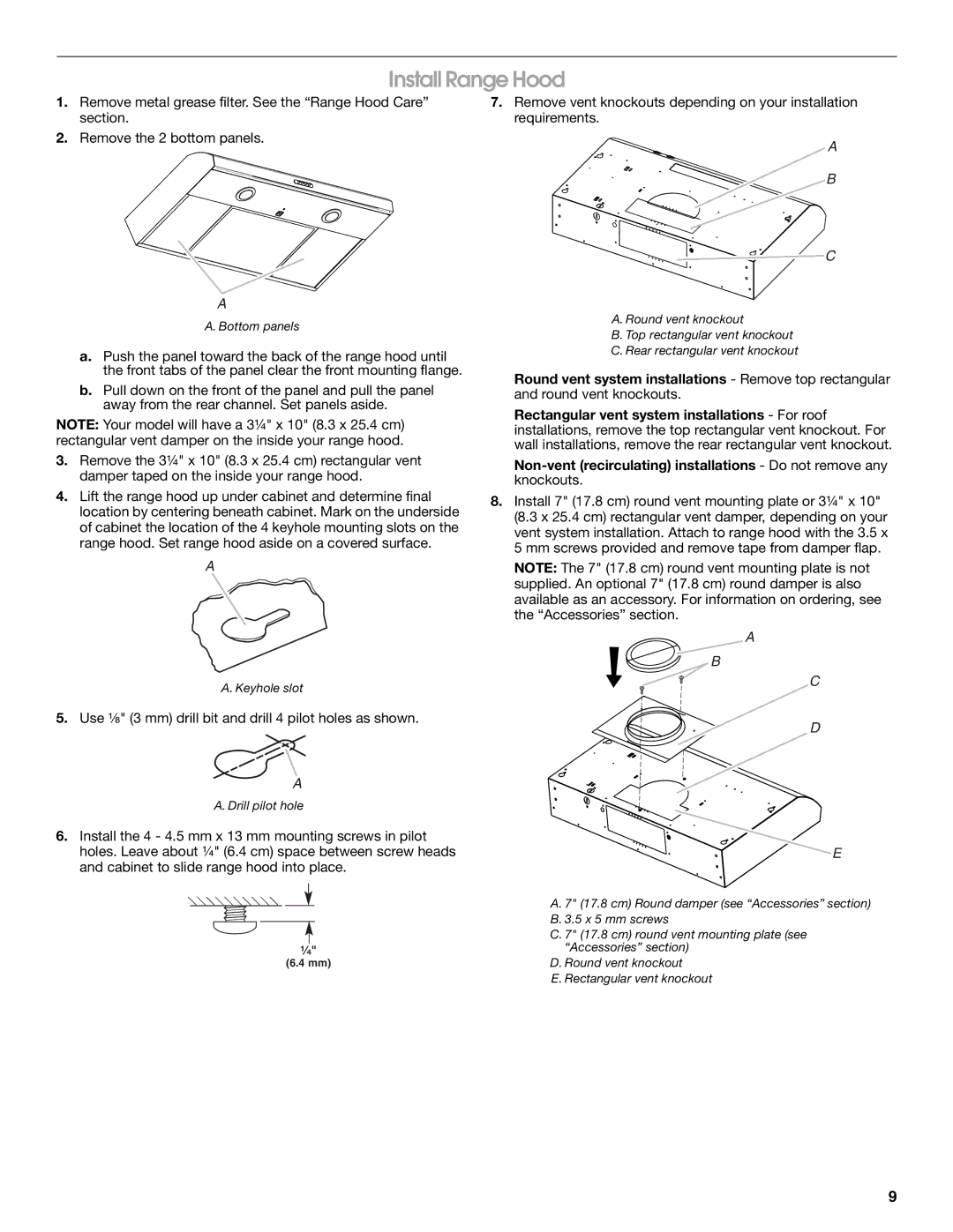 Whirlpool UXT5230AYS, UXT5230AYB, UXT5236AYS installation instructions Install Range Hood 