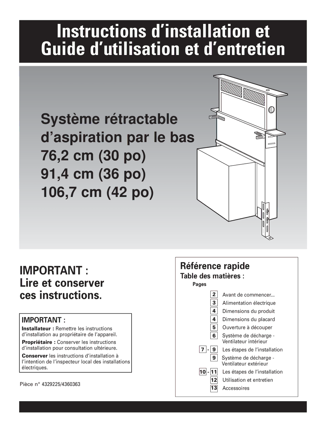 Whirlpool Vent system installation instructions Instructions d’installation et 