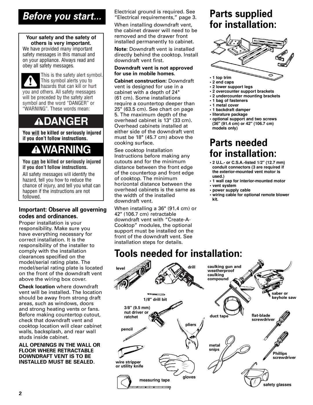 Whirlpool Vent system installation instructions Your safety and the safety Others is very important 