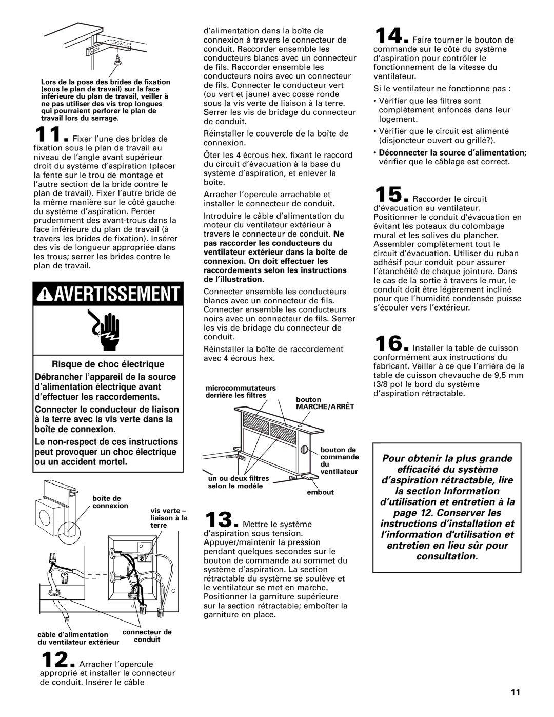 Whirlpool Vent system installation instructions Boîte de connexion 