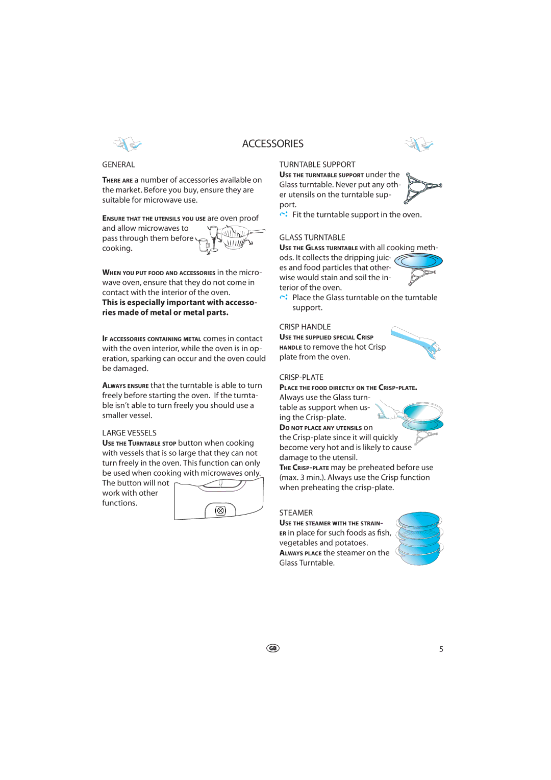 Whirlpool VT 266 manual Accessories 