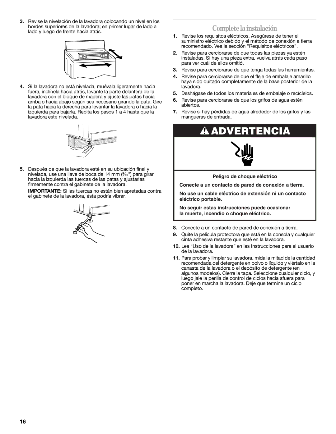 Whirlpool W10038060 installation instructions Complete la instalación 