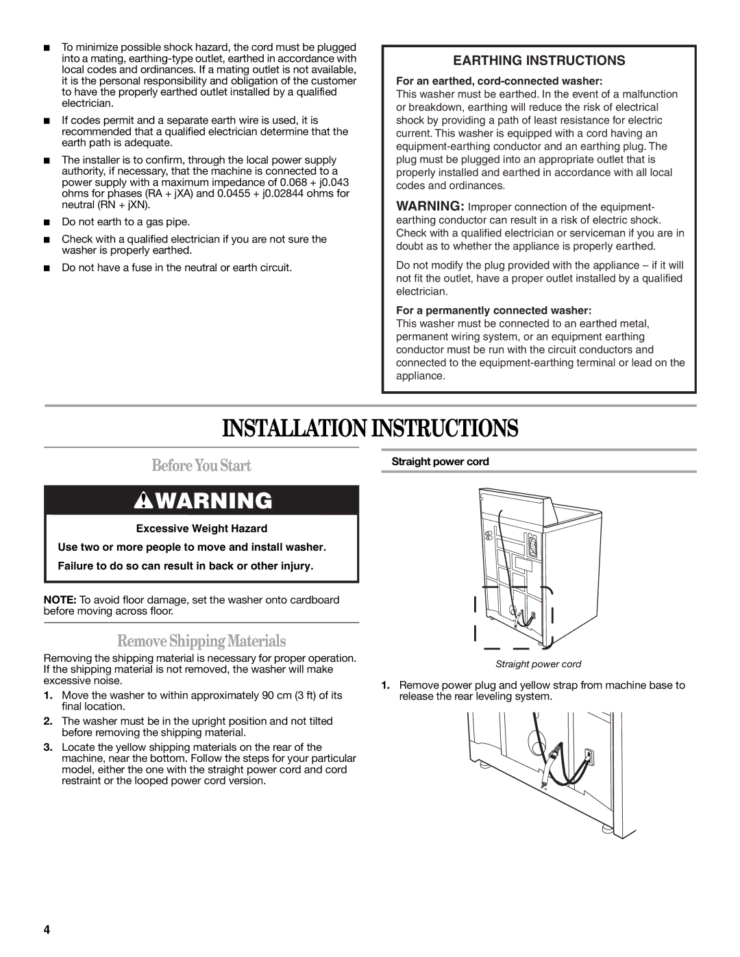 Whirlpool W10038080 installation instructions Installation Instructions, Before You Start, Remove Shipping Materials 