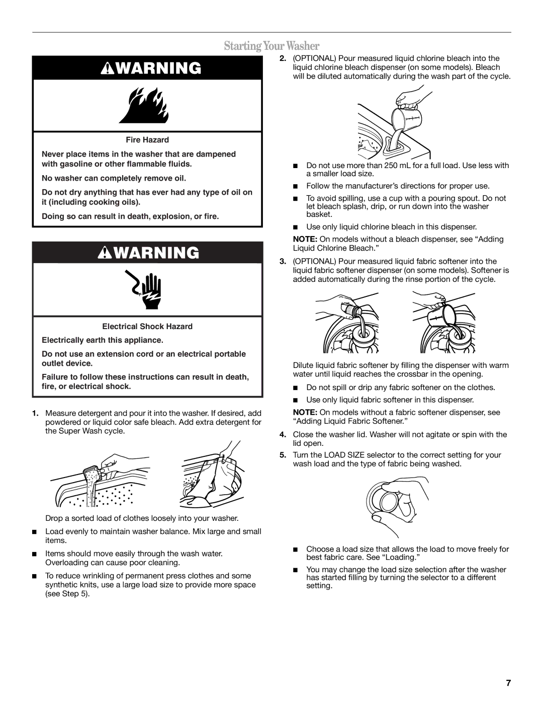 Whirlpool W10096730 manual Starting YourWasher 