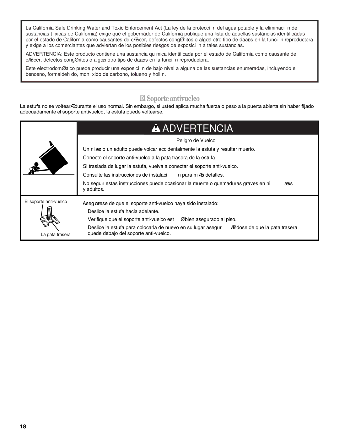 Whirlpool W10099470 manual ElSoporteantivuelco 