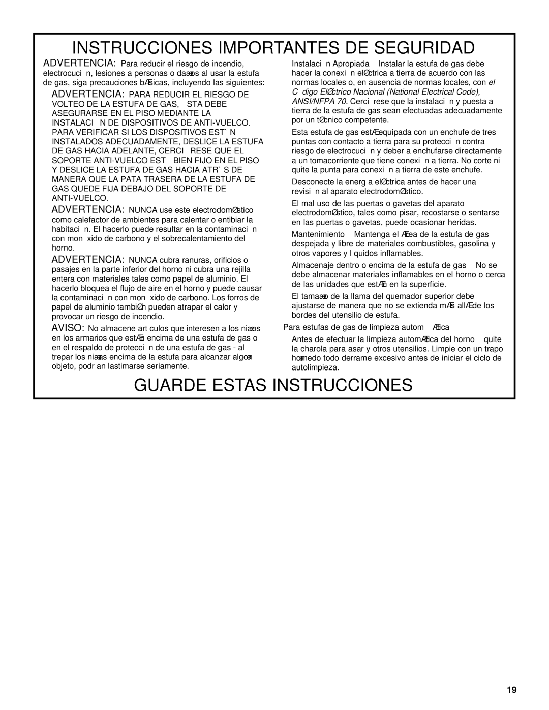 Whirlpool W10099470 manual Guarde Estas Instrucciones 