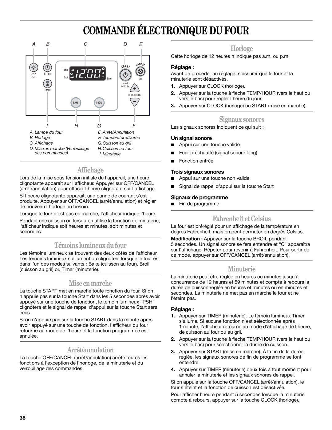 Whirlpool W10099470 manual Commande Électronique DU Four 