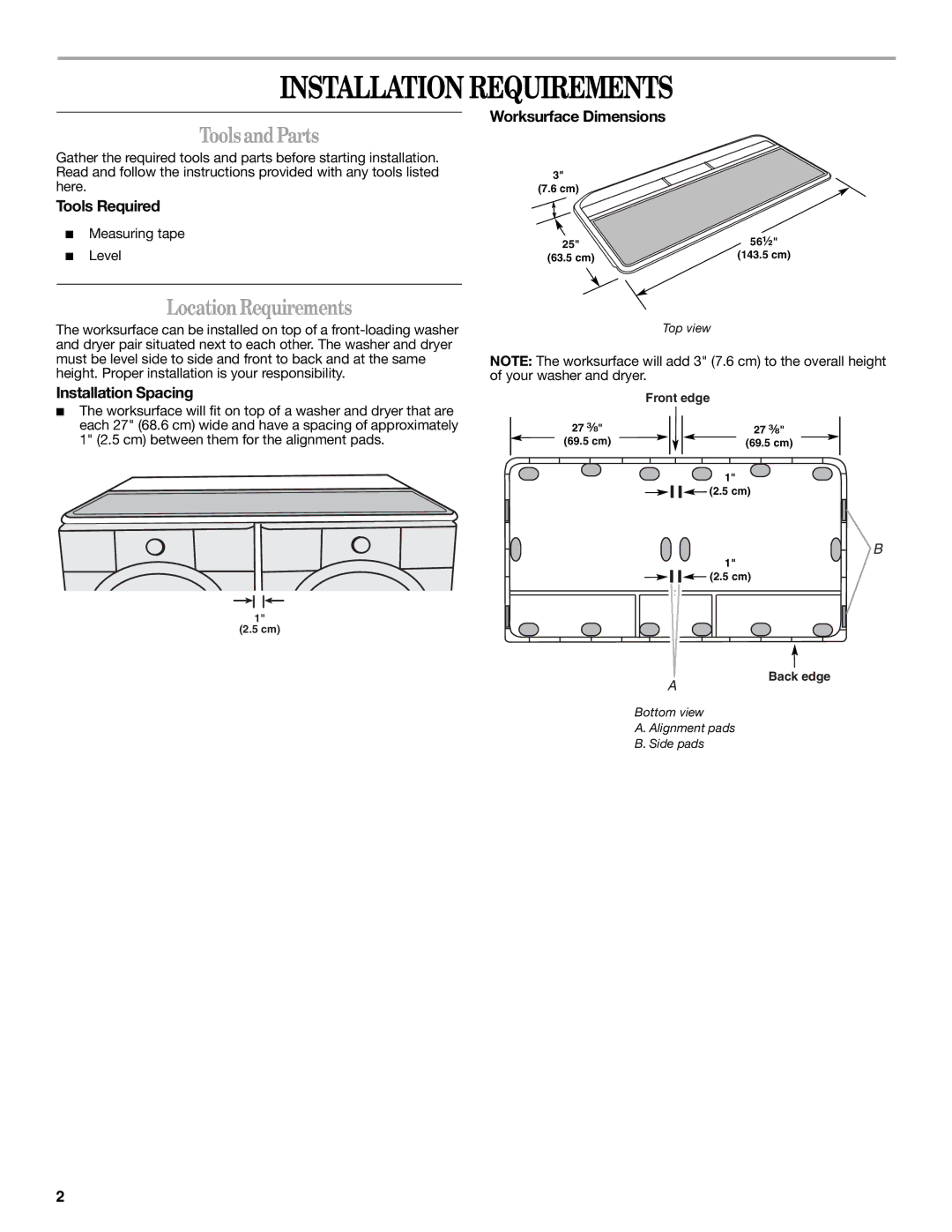 Whirlpool W10101296A installation instructions Installation Requirements, ToolsandParts, LocationRequirements 