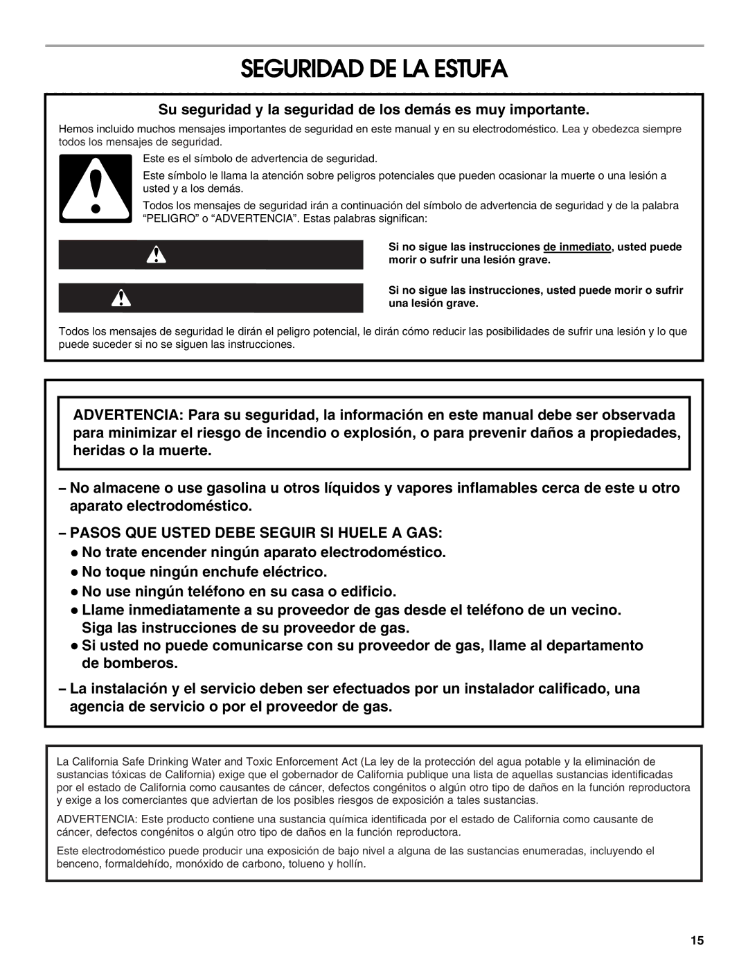 Whirlpool W10106870 manual Seguridad DE LA Estufa, Su seguridad y la seguridad de los demás es muy importante 