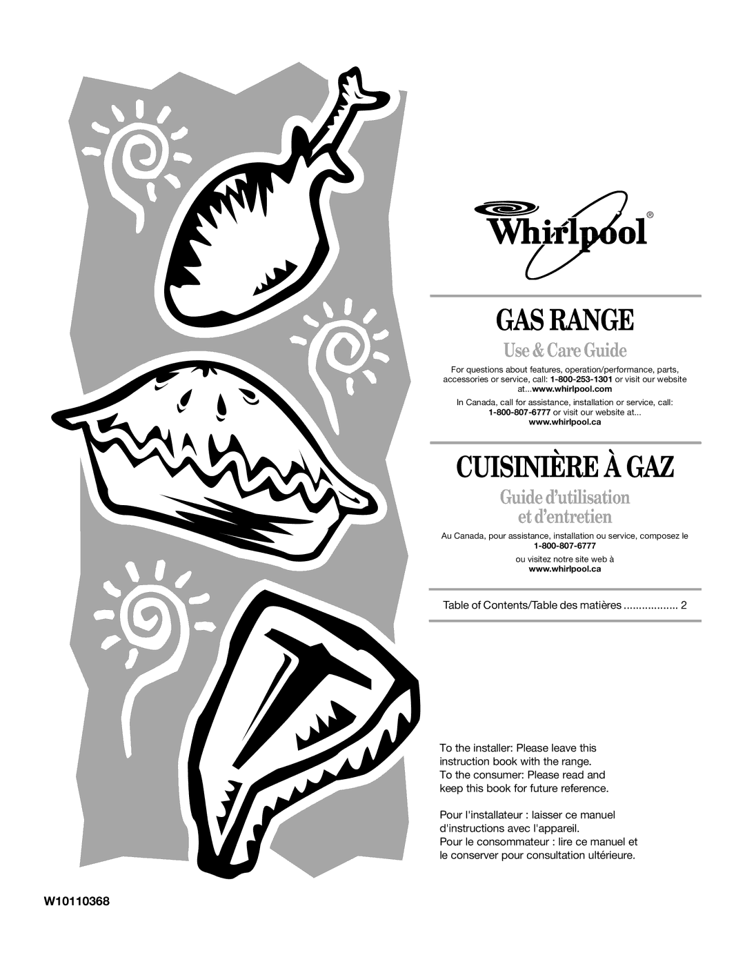 Whirlpool W10110368 manual Cuisinière À GAZ 