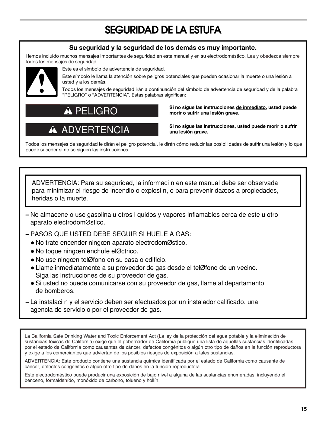 Whirlpool W10121768B manual Seguridad DE LA Estufa, Su seguridad y la seguridad de los demás es muy importante 