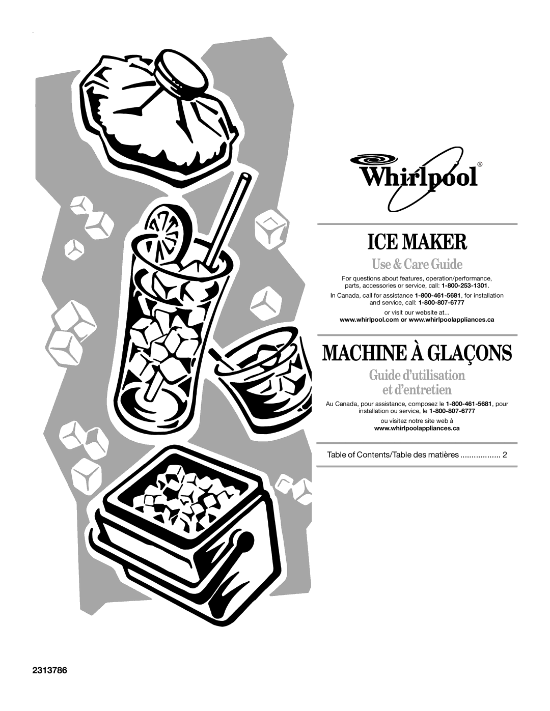 Whirlpool W10136155B manual ICE Maker, 2313786 