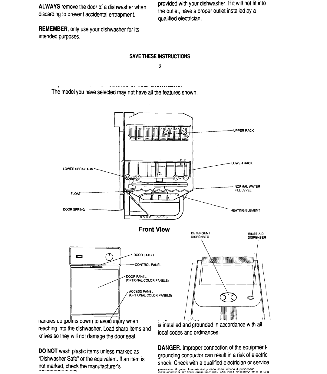 Whirlpool W10142816B manual AboutYourDishwasher, ImportantPartsandFeaturesof YourDishwasher, LoWERRACK, Inner Door 