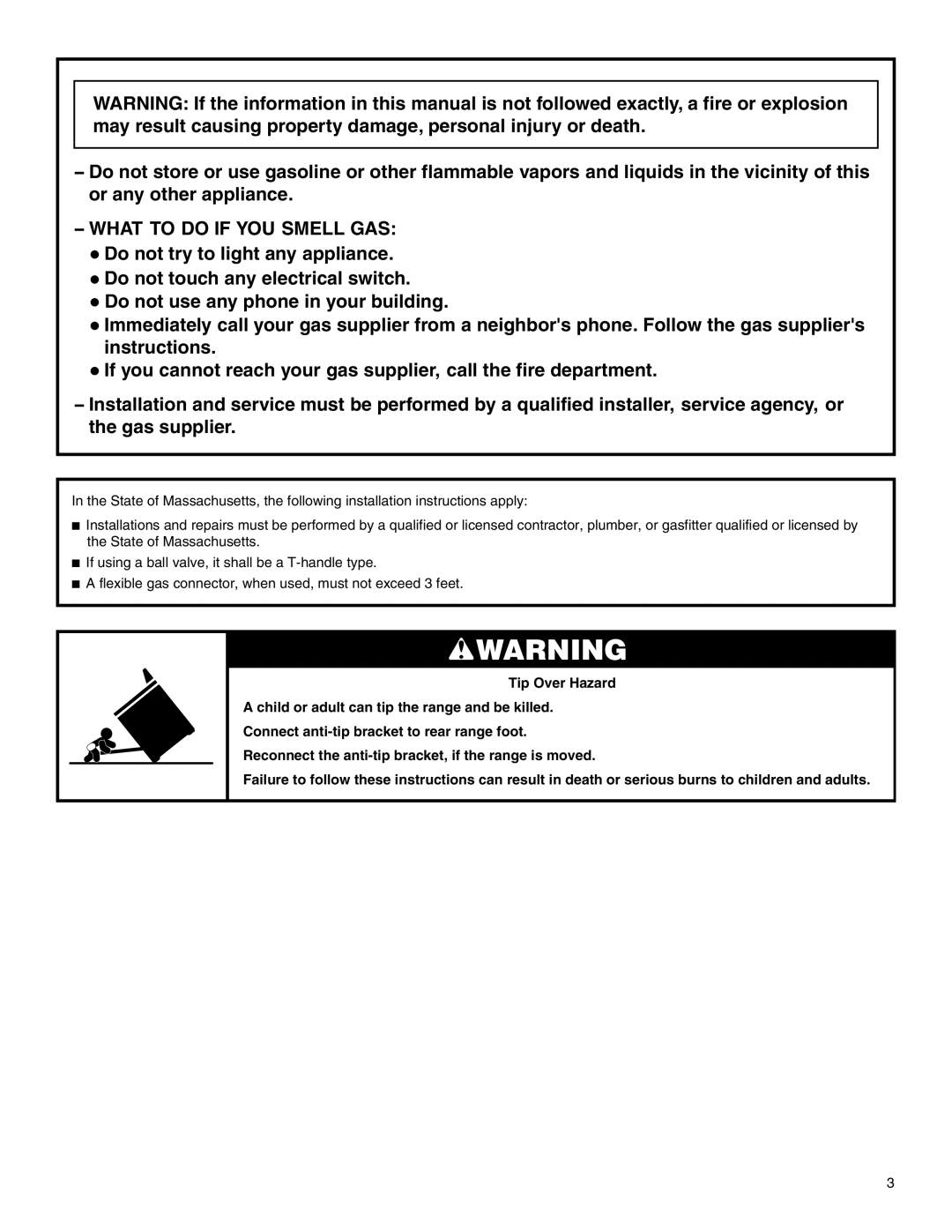 Whirlpool W10153329A installation instructions What to do if YOU Smell GAS 