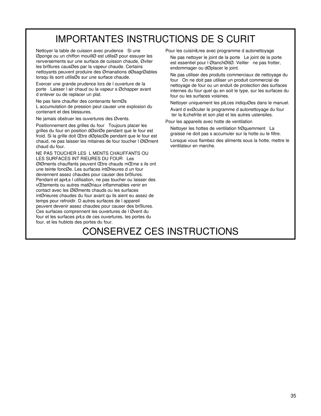 Whirlpool W10162205A manual Pour les cuisinières avec programme d’autonettoyage 