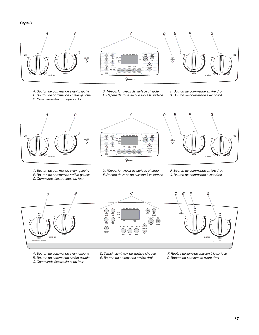 Whirlpool W10162205A manual Bouton de commande arrière droit 