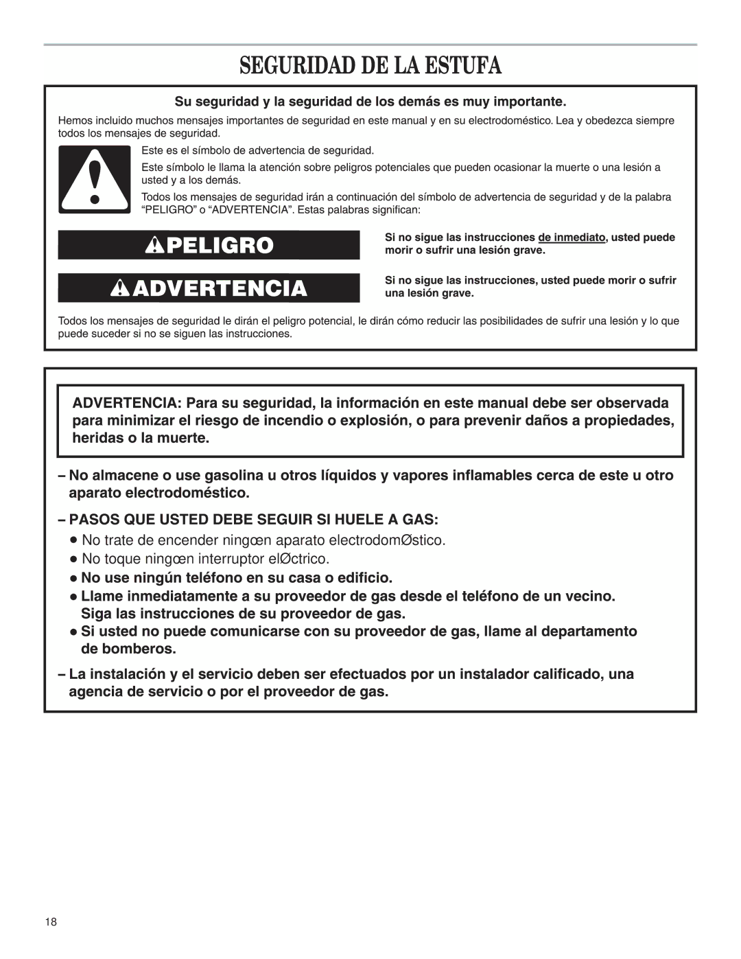 Whirlpool W10173324B installation instructions Seguridad DE LA Estufa 