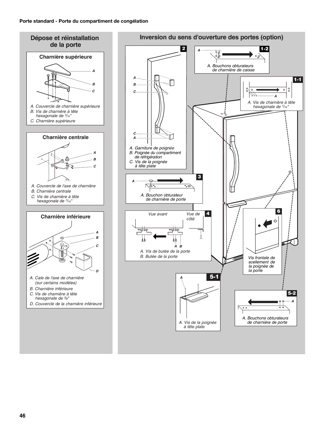 Whirlpool W10175487A Inversion du sens douverture des portes option, Porte standard Porte du compartiment de congélation 