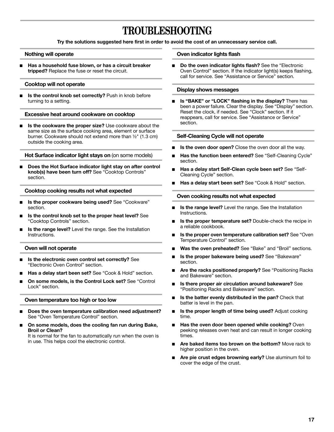 Whirlpool W10175572A manual Troubleshooting 