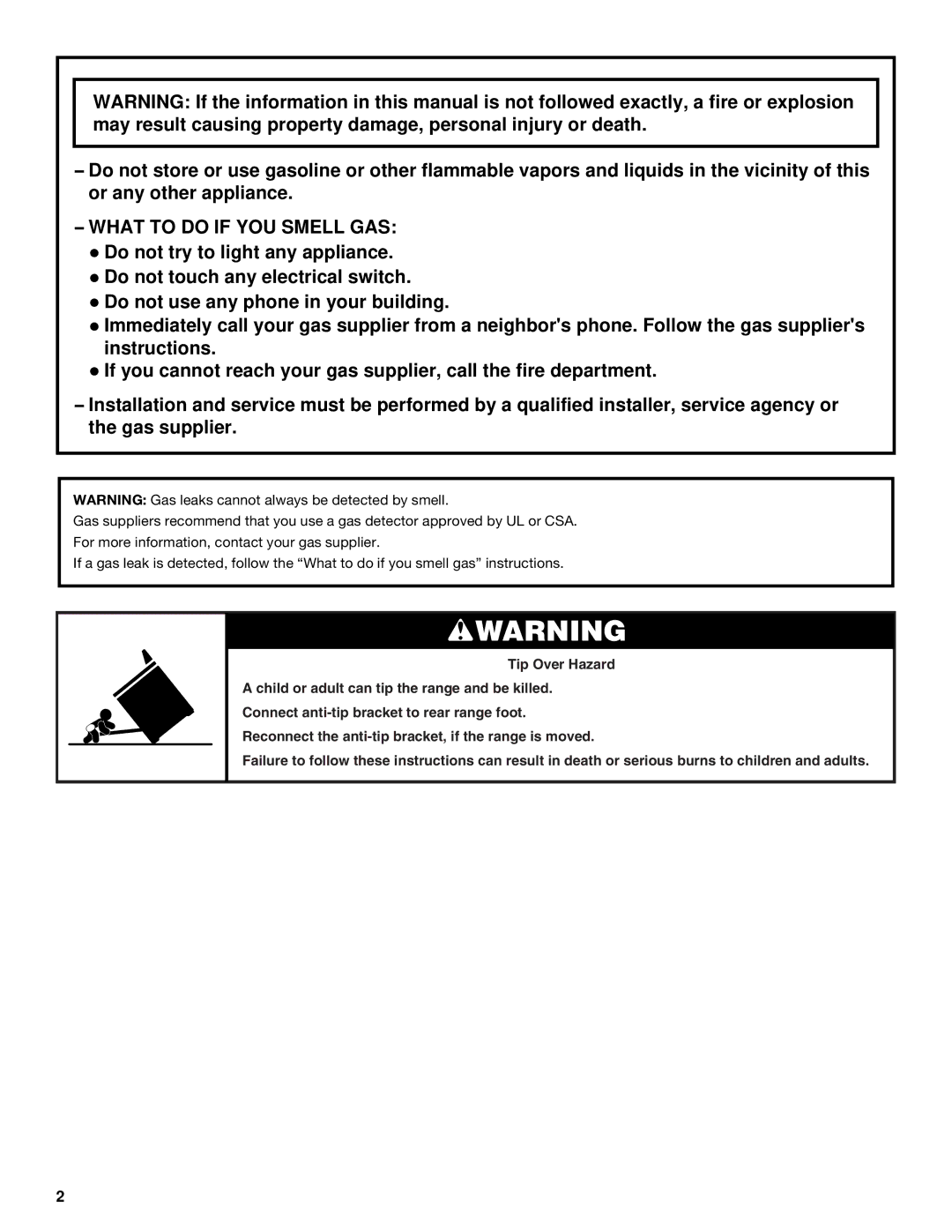 Whirlpool W10196160D installation instructions What to do if YOU Smell GAS 