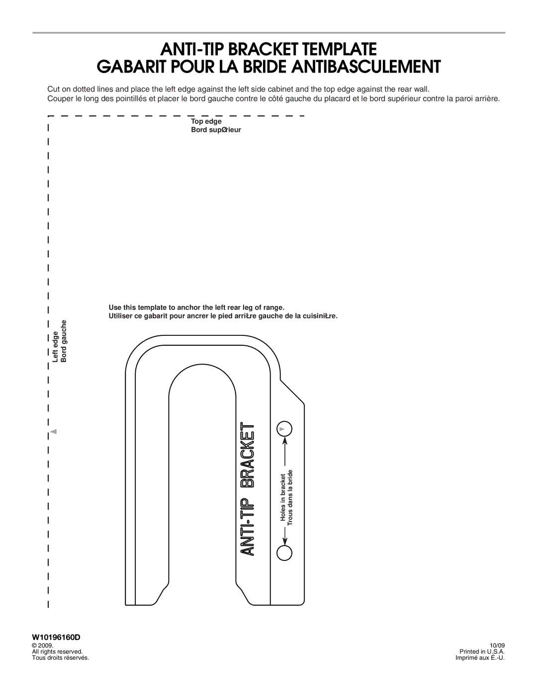 Whirlpool W10196160D installation instructions 