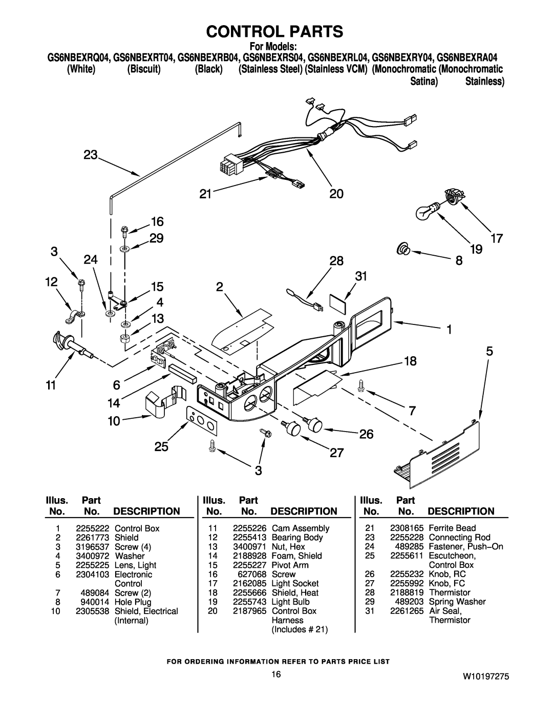 Whirlpool W10197275 Control Parts, Illus, 2308165, Ferrite Bead, For Models, White, Biscuit, Black, Satina, Description 