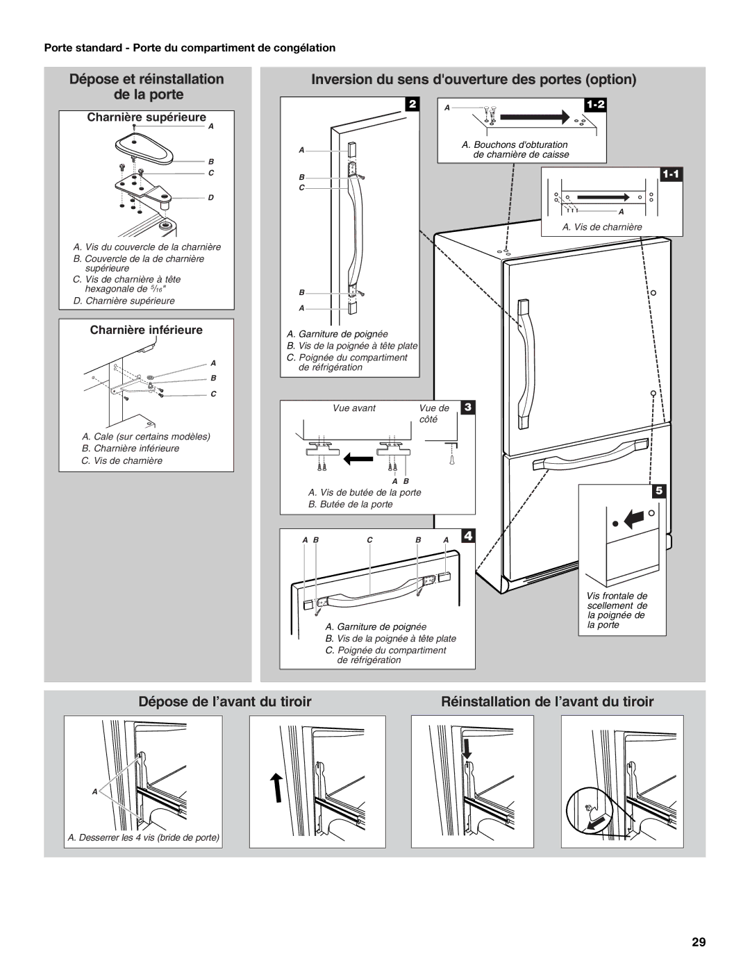 Whirlpool W10200284A, W10200283A installation instructions Vis de charnière 