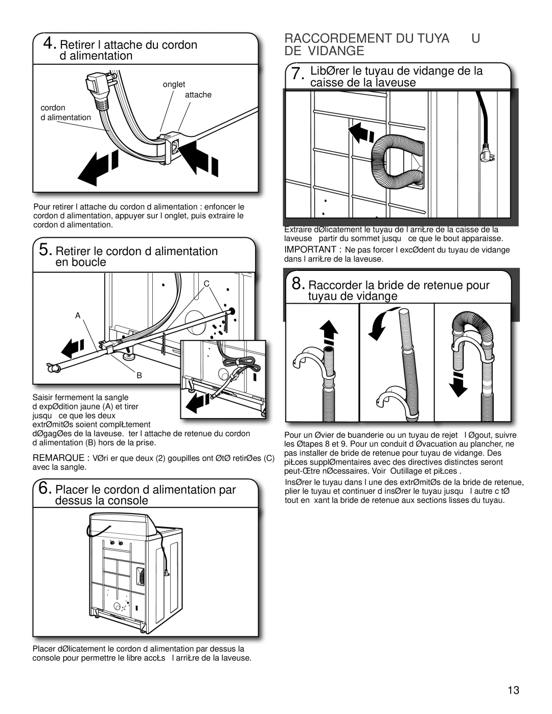 Whirlpool W10200890B, W10200891B - SP installation instructions Raccordement DU Tuyau DE Vidange 