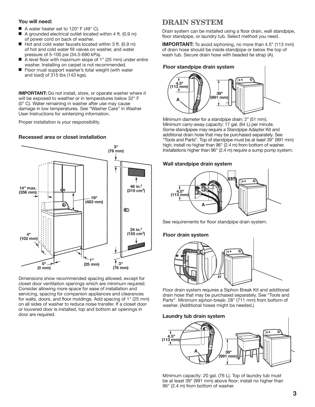 Whirlpool W10200890B, W10200891B - SP installation instructions Drain System 