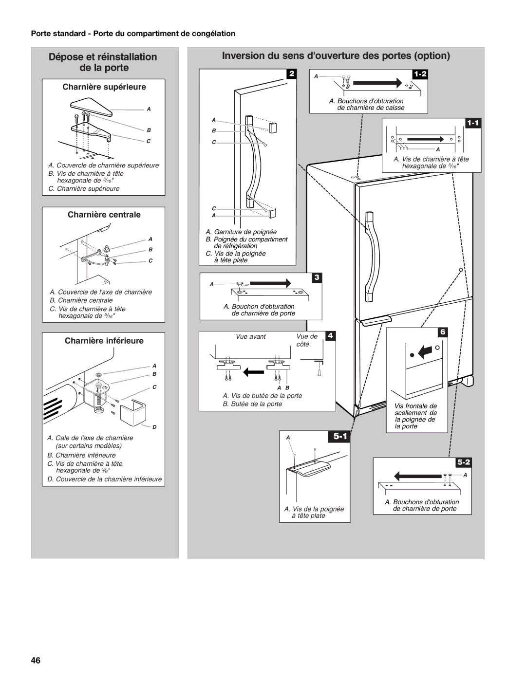 Whirlpool W10208432A Inversion du sens douverture des portes option, Porte standard Porte du compartiment de congélation 