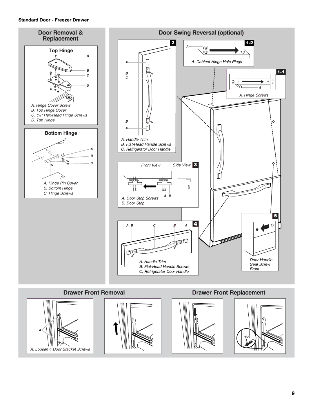 Whirlpool W10208431A, W10208432A Drawer Front Removal Drawer Front Replacement, Standard Door Freezer Drawer 