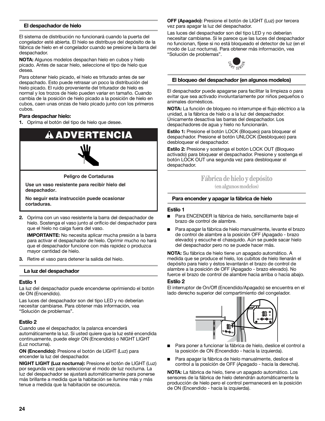 Whirlpool W10213155A, W10193172A installation instructions Fábrica dehielo y depósito 