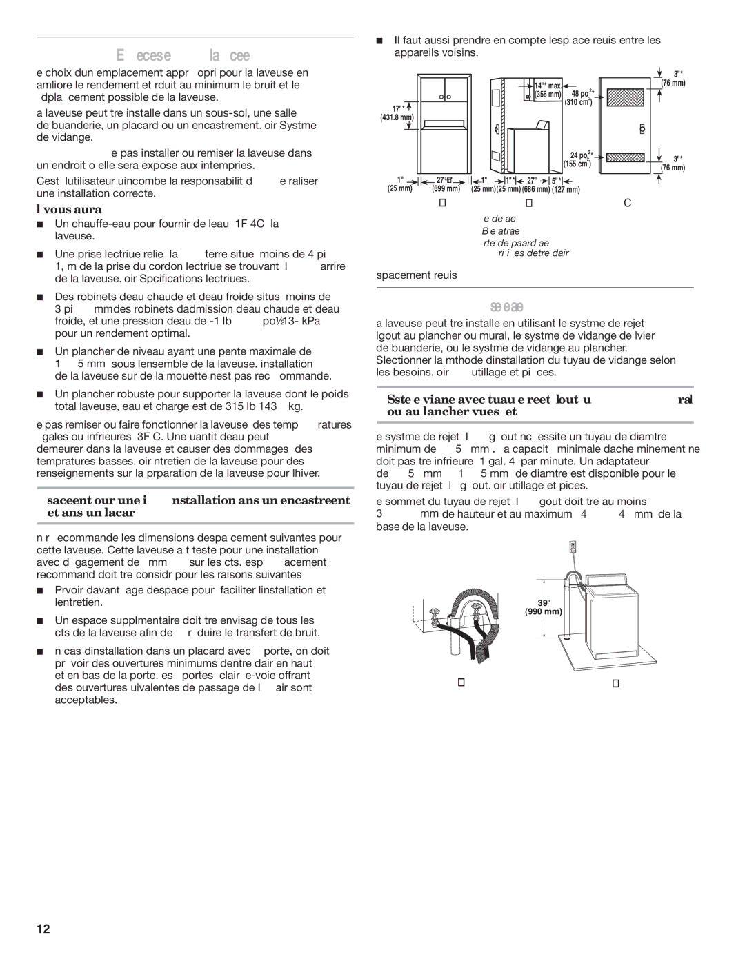 Whirlpool W10240438A installation instructions Exigences d’emplacement, Système devidange, Il vous faudra 