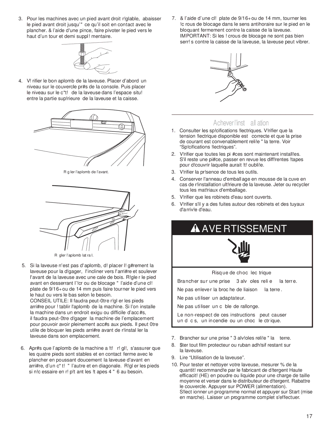 Whirlpool W10240438A installation instructions Achever l’installation 