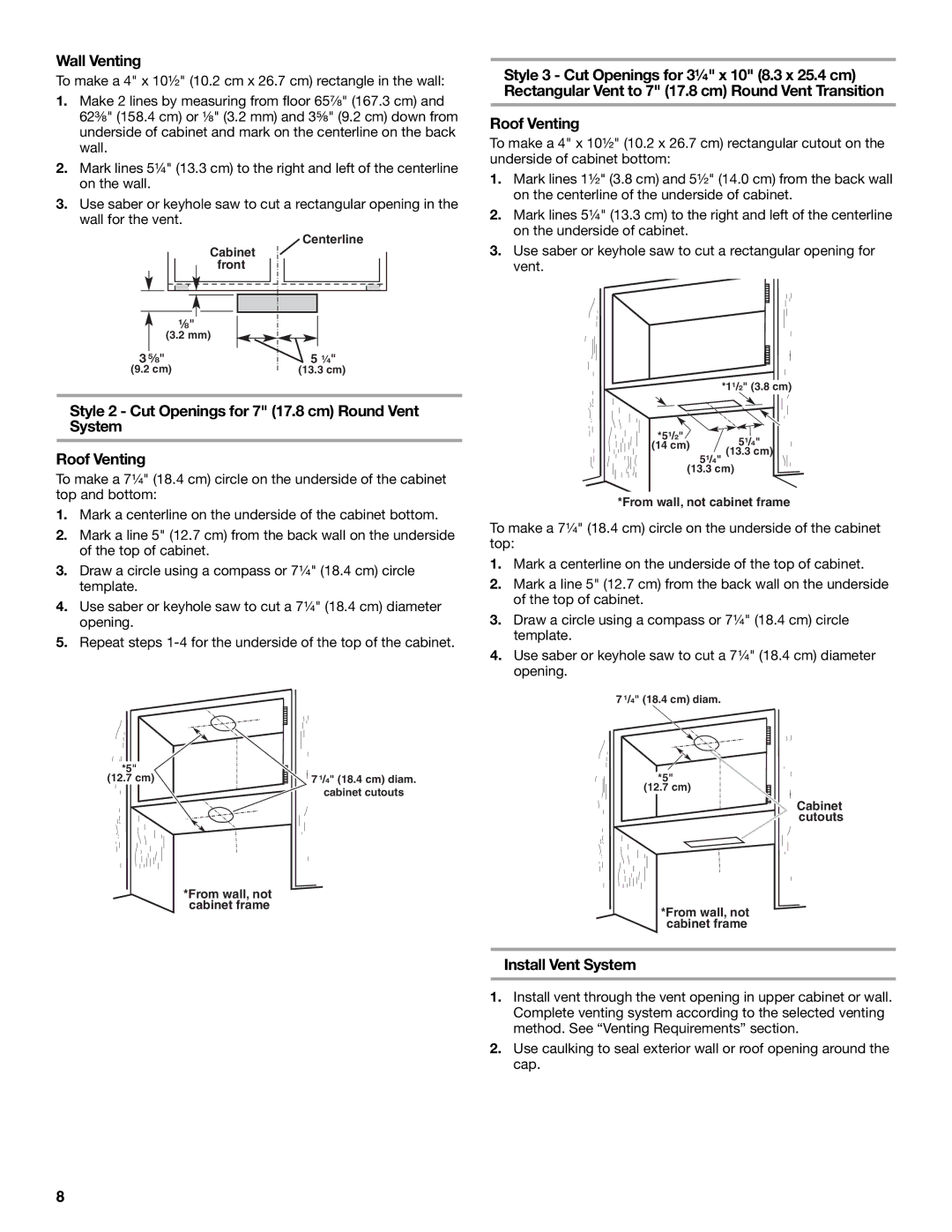 Whirlpool W10240546A, 99044504A installation instructions Wall Venting, Install Vent System 