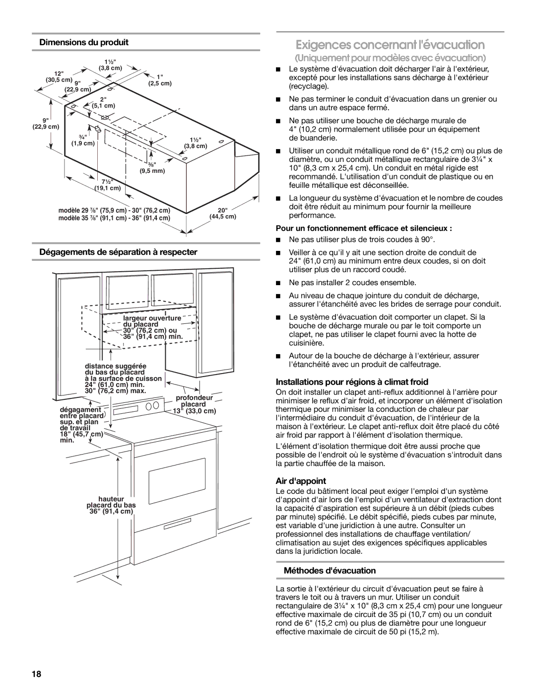 Whirlpool W10240582A, 99044506A installation instructions Exigences concernant lévacuation 