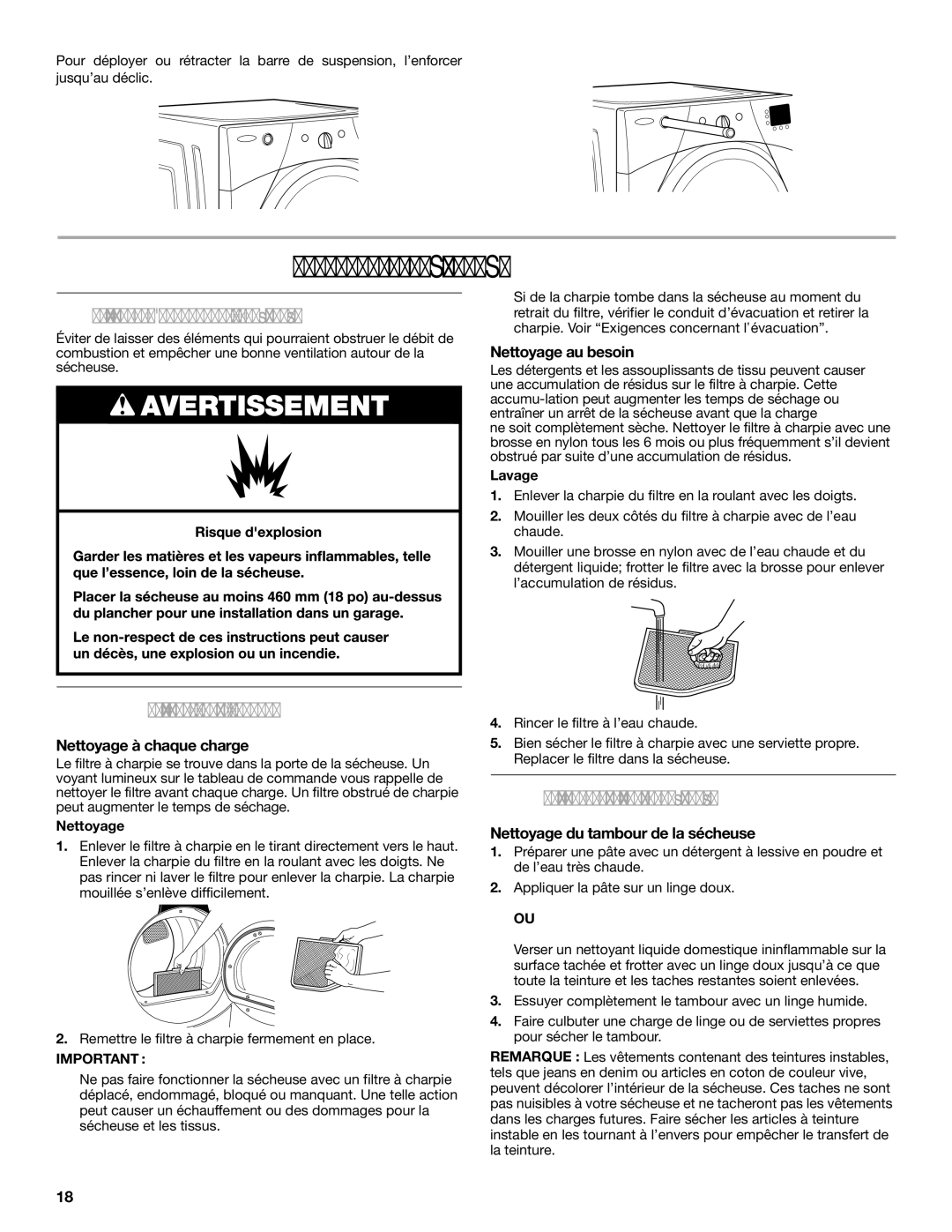 Whirlpool W10240879B - SP Entretien DE LA Sécheuse, Nettoyage du filtre à charpie, Nettoyage de l’intérieur de la sécheuse 