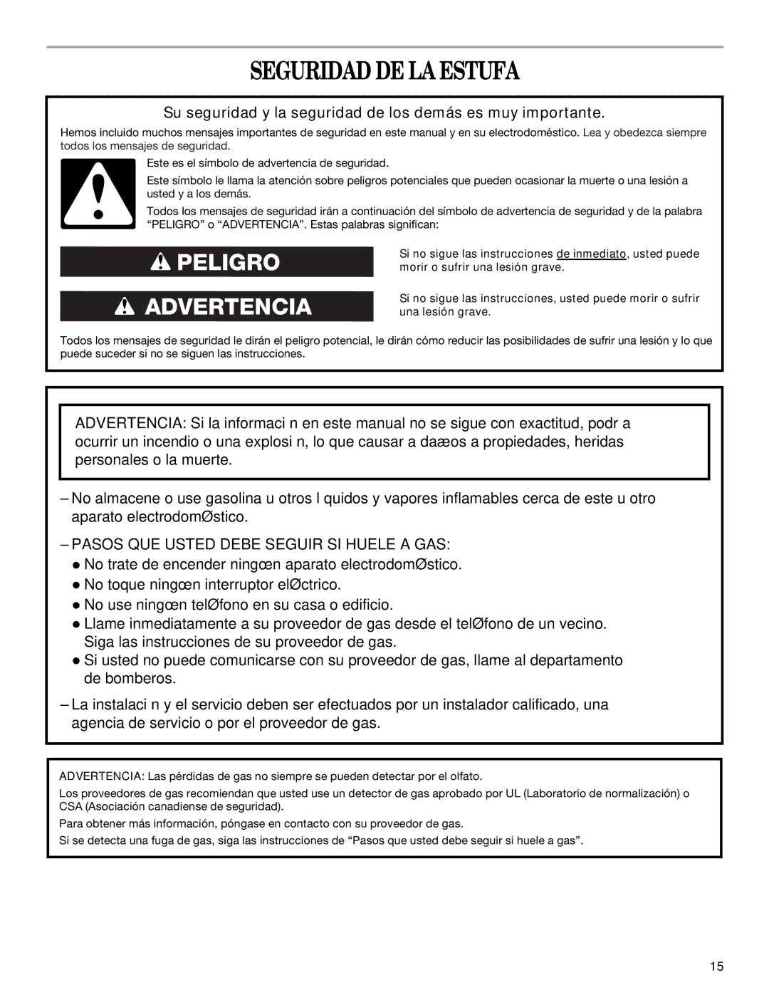 Whirlpool W10309091A manual Seguridad DE LA Estufa, Su seguridad y la seguridad de los demás es muy importante 