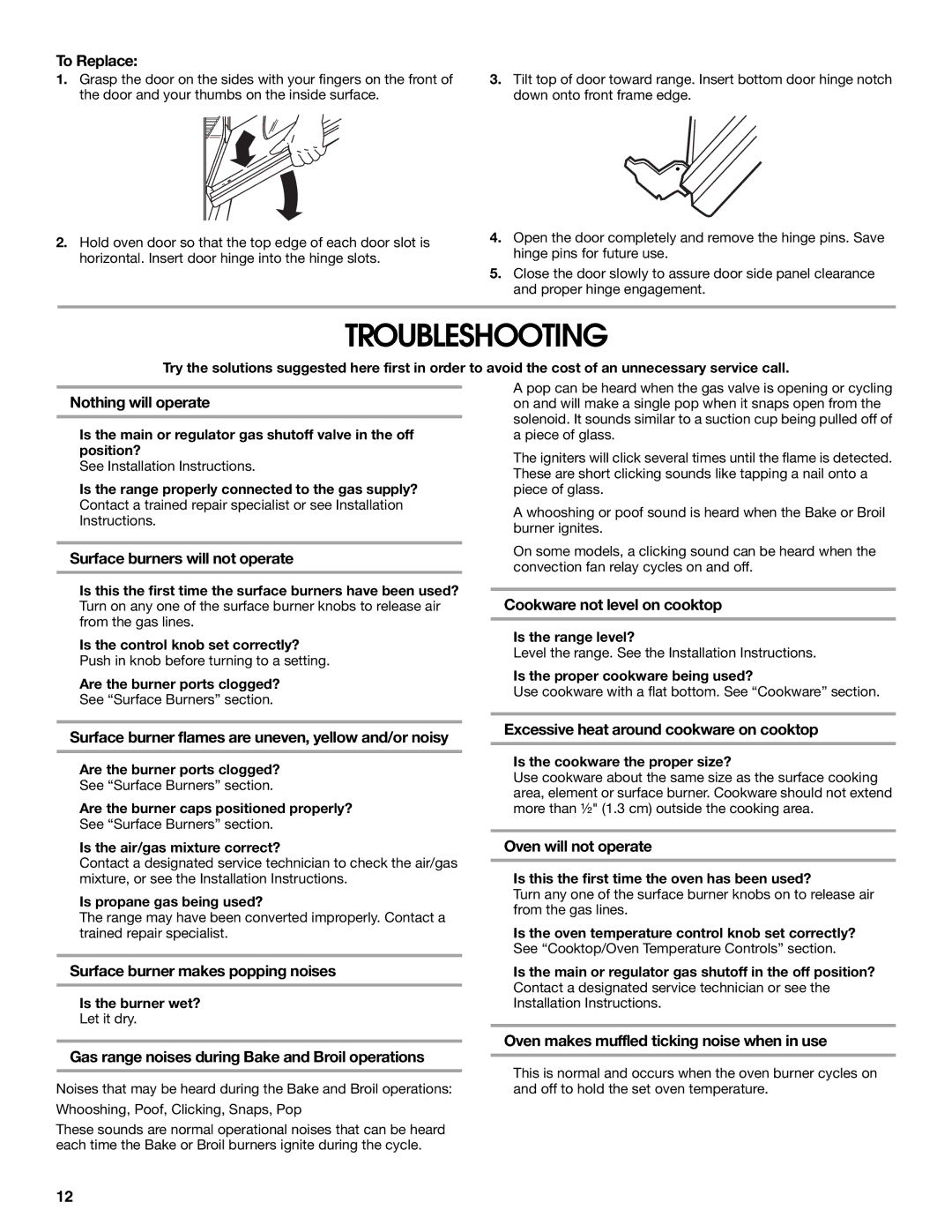 Whirlpool W10330186A manual Troubleshooting 