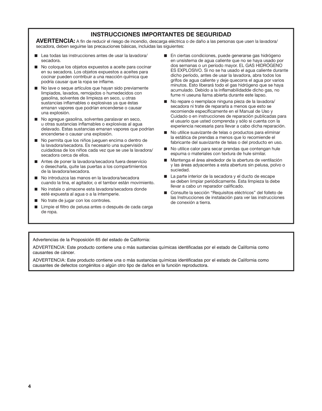 Whirlpool W10376238C manual Instrucciones Importantes DE Seguridad 