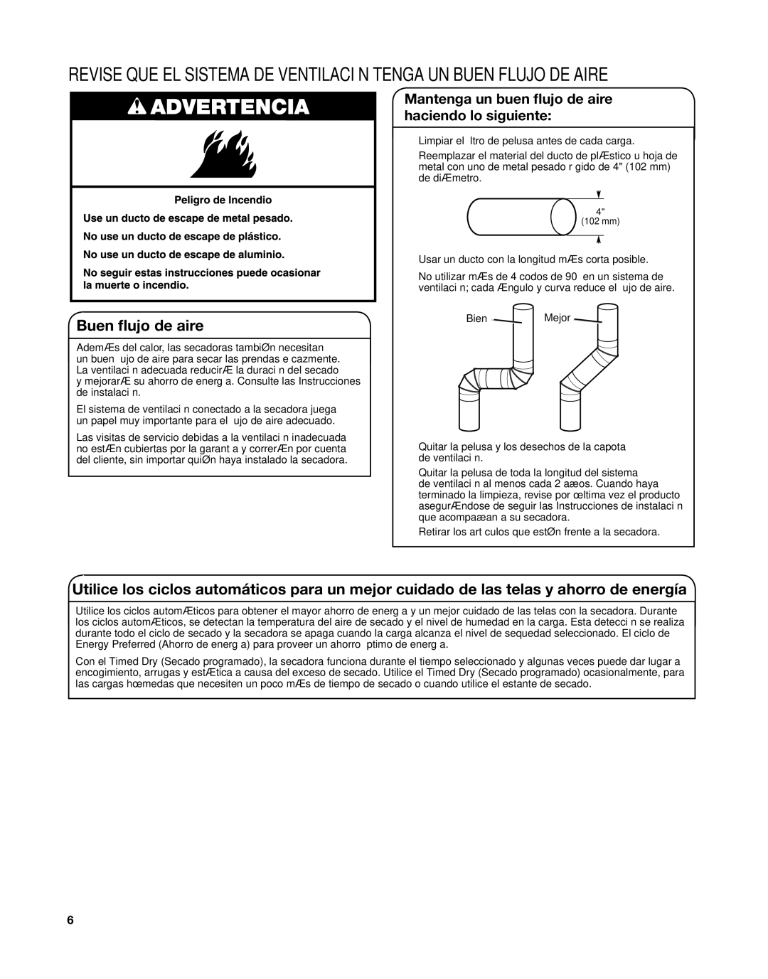 Whirlpool W10376238C manual Buen flujo de aire, Mantenga un buen flujo de aire haciendo lo siguiente 