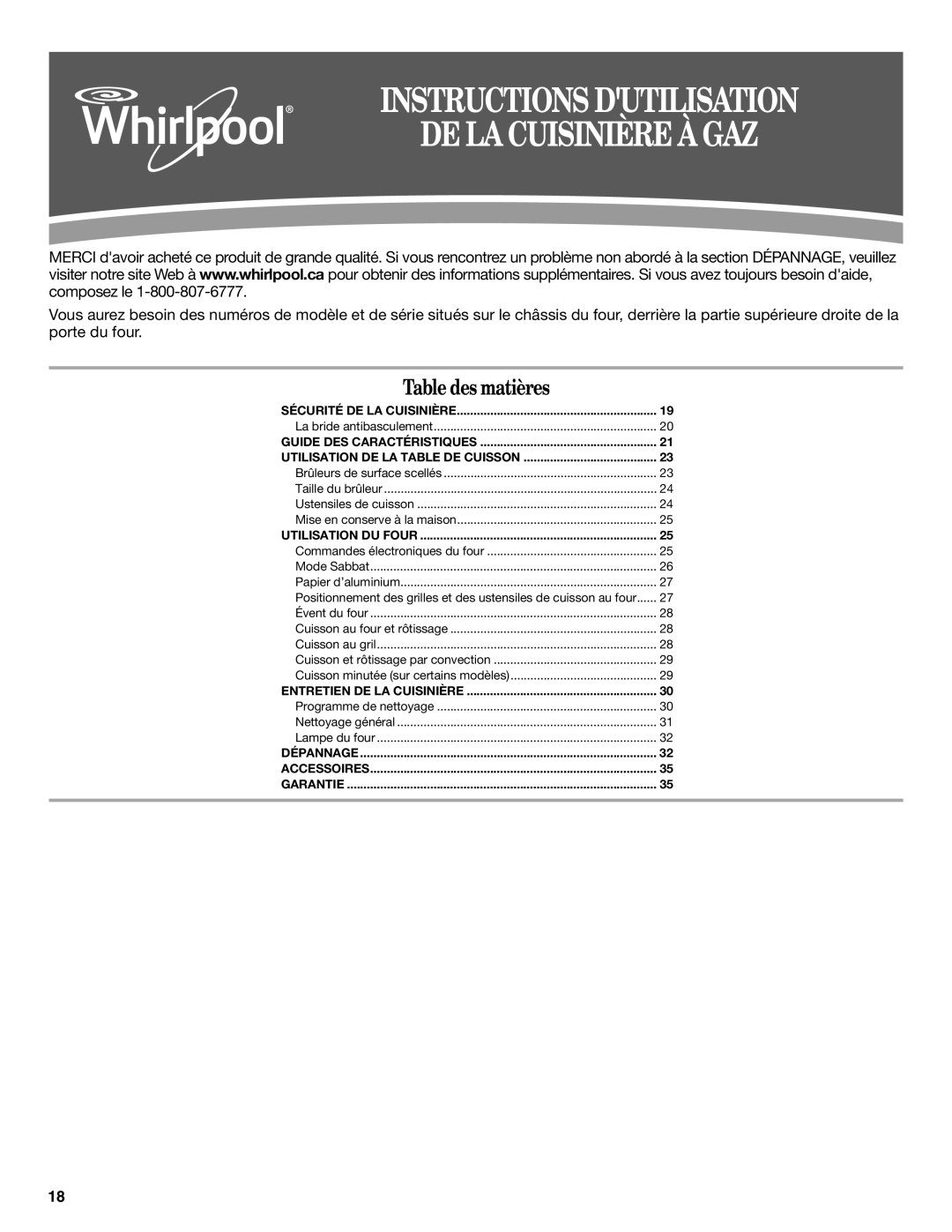 Whirlpool W10392927A, WFG520S0AW, WFG540H0AW, WFG540H0AB, WFG540H0AS manual Instructions Dutilisation DE LA Cuisinière À GAZ 