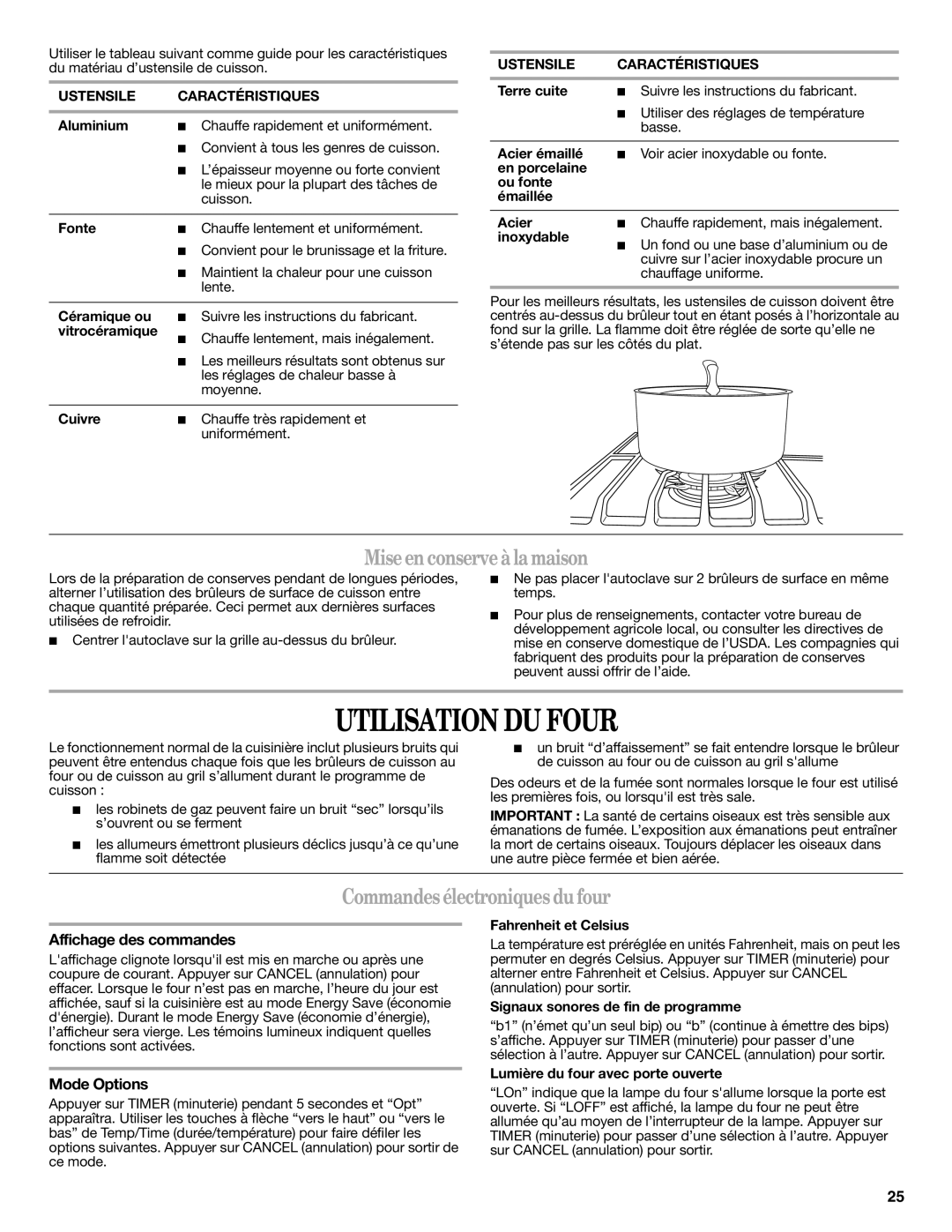 Whirlpool WFG520S0AW Utilisation DU Four, Miseenconserveà lamaison, Commandes électroniquesdufour, Affichage des commandes 