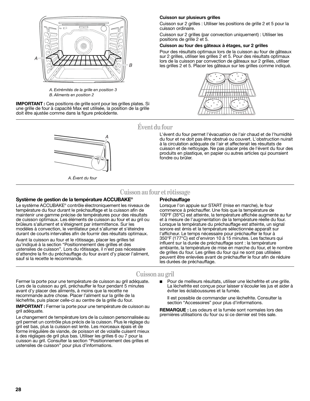 Whirlpool WFG540H0AS Éventdufour, Cuisson aufouretrôtissage, Cuissonaugril, Système de gestion de la température Accubake 