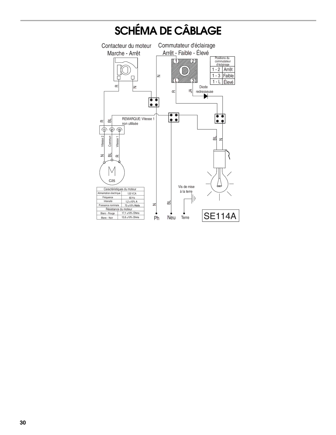 Whirlpool UXT4230AY, W10400322F, LI3Z4C, UXT4236AY Schéma DE Câblage, Marche Arrêt Arrêt Faible Élevé 