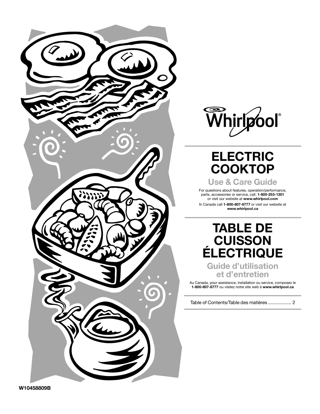 Whirlpool W10458809B manual Table DE Cuisson Électrique 