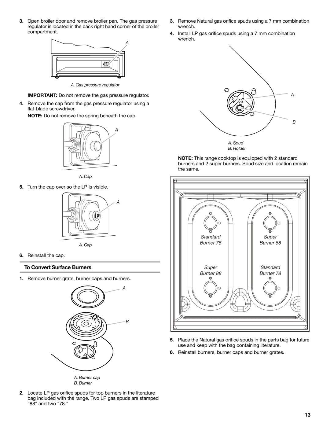 Whirlpool W10459123B installation instructions To Convert Surface Burners 