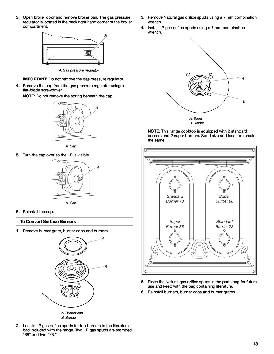 Whirlpool W10459123B installation instructions To Convert Surface Burners 
