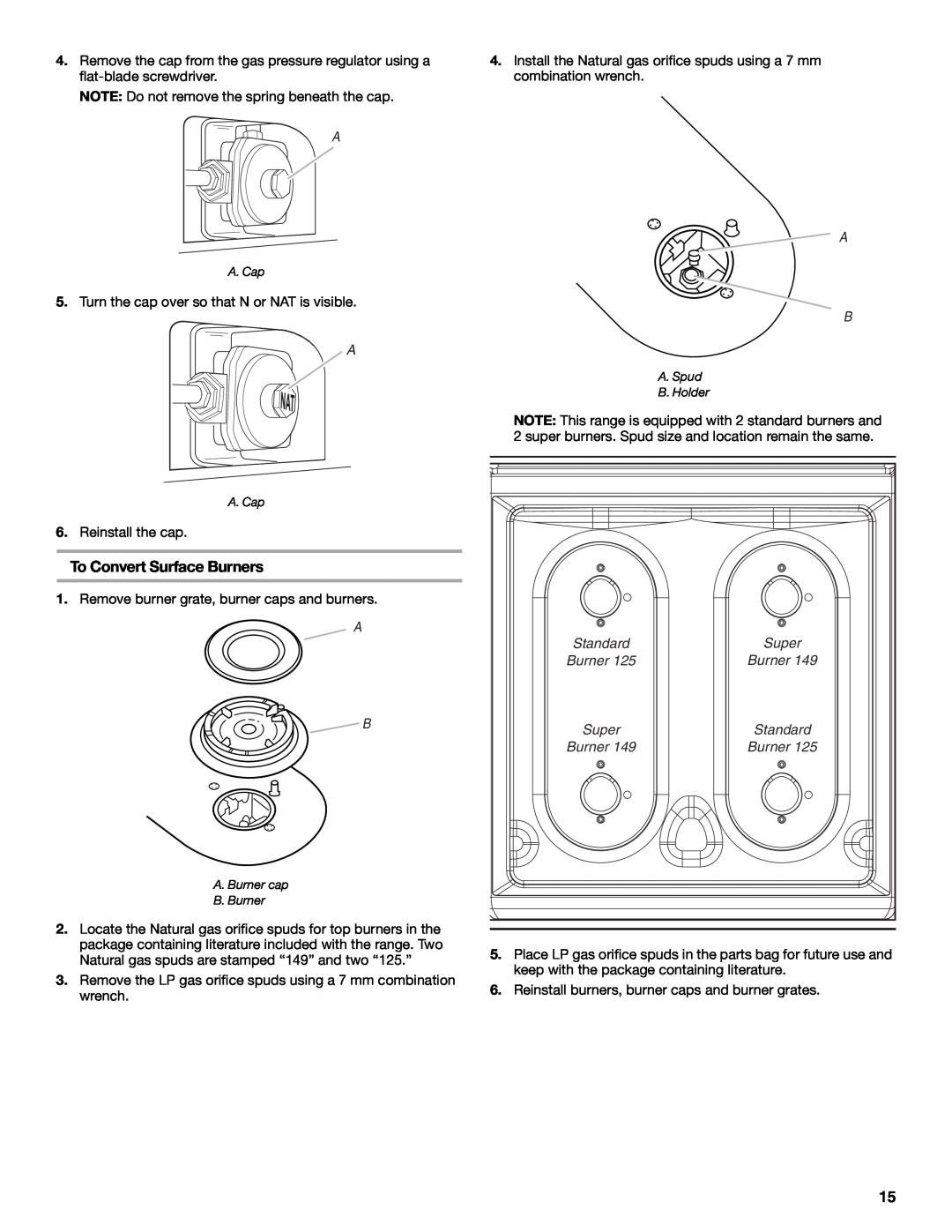 Whirlpool W10459123B installation instructions To Convert Surface Burners 