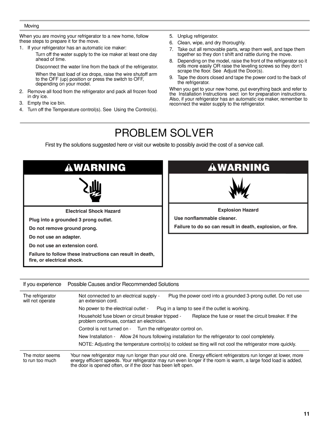 Whirlpool W10475403A installation instructions Problem Solver 